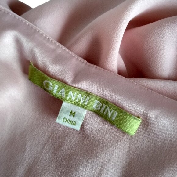 Gianni Bini Medium Baby Pink Ruffle Midi Waisted Lined Dress - Picture 3 of 5